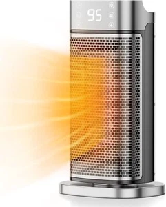 Space Heater, Heaters for Indoor Use with Thermostat, 1500W Electric Silver - Picture 1 of 7