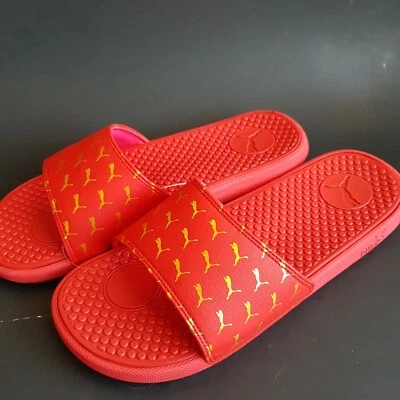 SANDALIAS PUMA COOL CAT BOLD 2 DIAPOSITIVAS DESLIZABLES ROJAS METÁLICAS DORADAS GATOS 9 Foto 1 de 4