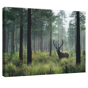 Leinwand Bilder Hirsch Wald Tiere Natur Wandbilder Groß Leinwandbild XXL Bilder - Bild 1 von 7