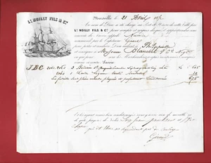 1852  CONNAISSEMENT MARSEILLE à PHILLIPEVILLE ALGERIE - Imagen 1 de 1