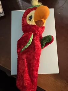 Old School Hand Puppet Red Parrot Tropical Bird Plush 10” - Picture 1 of 6