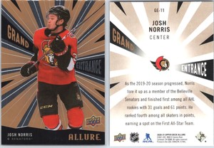 20-21 UPPER DECK ALLURE GRAND ENTRANCE JOSH NORRIS GE-11