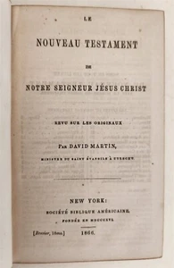 1866 BIBLE in FRENCH antique AMERICANA POST-CIVIL WAR New York - Picture 1 of 5