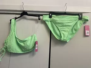 NWT Lime Green 2 Piece Bathing Suit Bikini Sz L $52 Value - Picture 1 of 7
