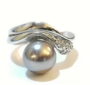 WUNDERSCHÖNER RING AUS 925 SILBER MIT PERLE UND SCHMUCKSTEINEN GR. 17,2 mm - Bild 1 von 5
