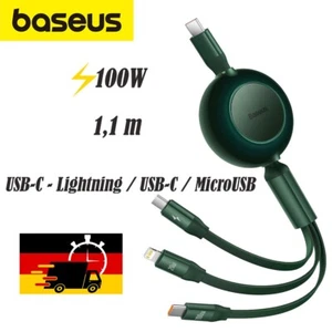 Kabel Baseus USB-C für iPhone / USB-C / MicroUSB 1.1m 10W Grün Schnellladen - Bild 1 von 12