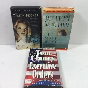 Lot 3 Cassette Audio Books Dee Henderson Tom Clancy Jacquelyn Mitchard Suspense - Picture 1 of 7