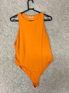 Zara Seamless Bodysuit Womens Size Large Orange Basic Layering Beachy Summer - Picture 1 of 7