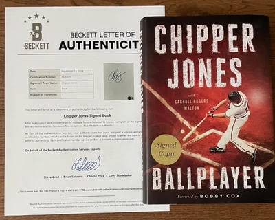 Chipper Jones 签名 Beckett BAS 新书 MLB Braves psa 棒球名人堂亲笔签名 — 第 1/4 张图片