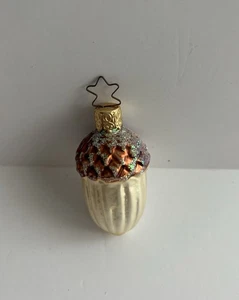 Inge Glas Eichel Glas Weihnachtsschmuck W Germany / Elfenbein & Kupferfarben - Bild 1 von 4