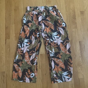 CC California Pants Womens M Black Linen Hawaiian Wide Leg Beach Ladies Tropical - Picture 1 of 4