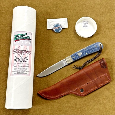 GEC, Tidioute Cutlery. P74525 Stingray knife. Denim Blue Micarta. - Image 1 of 3