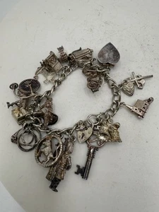 Vintage Estate Multi Charm Sterling Silver Bracelet  & Charms - Picture 1 of 18