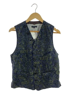 Mens Engineered Garments Engineered Garments Vest S Cotton Navy All Over Pattern - Image 1 of 4