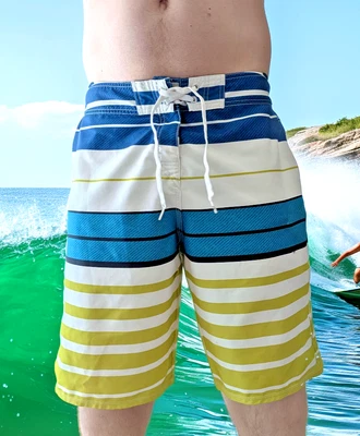 TRAJE DE BAÑO PARA HOMBRE BAÑADORES Quicksilver Board Shorts Forro Azul Blanco Verde 34 Foto 1 de 4