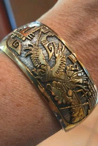 Navajo signierte schwere STERLINGSILBER Hyson CRAIG MANSCHETTE. Two Tone. - Bild 1 von 14