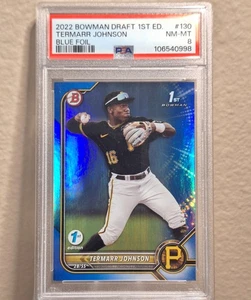 2022 Bowman Draft #BD-130 1st Ed Termarr Johnson - True Blue /150 PSA 8 PIRATES - Picture 1 of 2