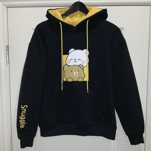 Milk Mocha Bear Snuggle Hoodie Sz XS Black Graphic Smooch & Cute Cartoon Bears - Picture 1 of 19