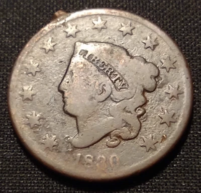 1830 large cent medium letters g vg n6 r4 red book variety rare copper type coin - Image 1 of 2