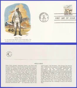 USA1 #C96 U/A FLEETWOOD FDC   Wiley Post w/Plane - Picture 1 of 1
