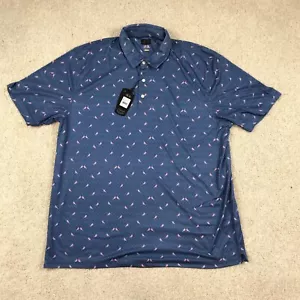 Greg Norman Polo Golf Shirt Mens 2XL All Over Print Cardinals Blue - Picture 1 of 7