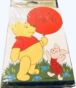 Hallmark Winnie the Pooh & Piglet Party Invitations 8 Count Vintage Any Party - Picture 1 of 4