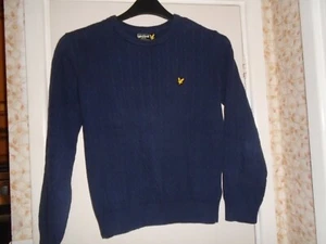 Unisex Smart Childrens Cable Jumper by Lyle & Scott, Age 10-11 Chest 40 in, navy - Picture 1 of 10