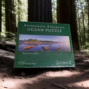 Carl E. Heilman II Panoramic Adirondack Jigsaw Puzzle, Reflections At Dawn - Picture 1 of 6