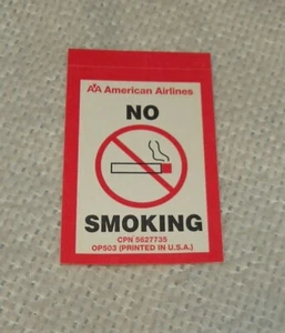 VINTAGE AMERICAN AIRLINES NO SMOKING STICKER DECAL NEW - Picture 1 of 2