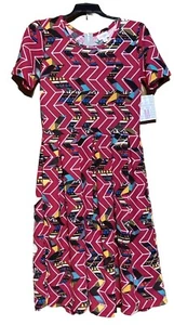 Vestido LulaRoe para mujer mediano manga corta hasta la rodilla línea A geométrico - Imagen 1 de 5