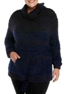 New Directions Damen Studio Übergröße 2X 3X Wimpern blau rot Pullover Sweater - Bild 1 von 6
