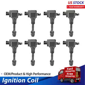 Set of 8 Ignition Bobinas for Nissan Armada Titan Infiniti QX56 5.6L V8 UF510 - Picture 1 of 7