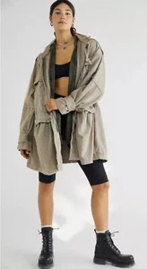NEU Gr. M $ 195 We The Free People Nocturne Parka Mantel hellbraun Kapuze Schößchen Distress - Bild 1 von 16