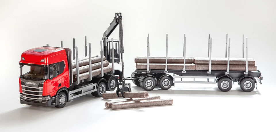 EMEK - SCANIA CR20H 6x4 rosso con gru di carico e rimorchio di trasporto del ... - Immagine 1 di 1