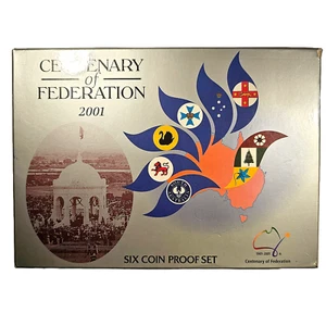 2001 AUSTRALIA CENTENARIO DELLA FEDERAZIONE SET 6 MONETE COLORATE PROOF (#4247) - Foto 1 di 7