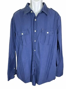 Tommy Hilfiger Navy Blue Long Sleeve Button Down Shirt Men’s Size XL - Picture 1 of 6