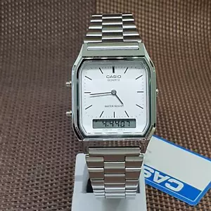 Casio AQ-230A-7D Vintage Series Analog Digital White Dial Stainless Steel Watch - Picture 1 of 8