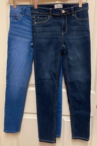 LOT of 2 Jordache Girls Skinny Fit Blue Stretch Denim Jeans (Size 16 & 16 Slim) - Picture 1 of 6