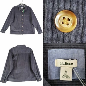 LL Bean Shirt Women’s Medium Corduroy Button Down Long Sleeve Navy Blue NWT - Picture 1 of 11