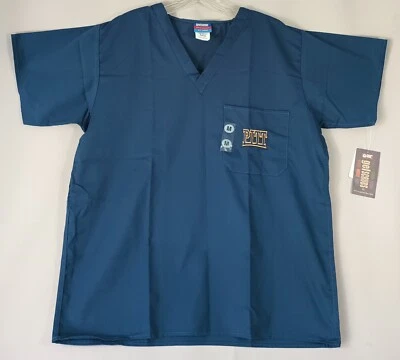 Pitt Officially Licensed NEW Scrub Shirt Adult Medium Navy Top Gel Scrubs Genius - Image 1 of 4
