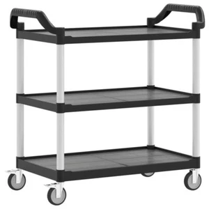 Rollwagen Servierwagen Service 3 Etagen Schwarz 99x50x96cm Alu - Bild 1 von 9
