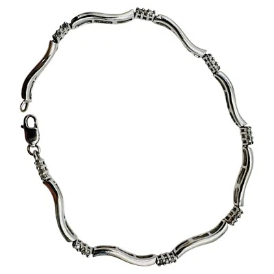 "Brazalete tenis vintage de oro blanco de 10 quilates con diamantes de 7,25"" de largo 4,8 gramos" Foto 1 de 4