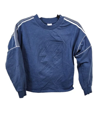 无边界青少年 M 蓝色闪电螺栓圆领长袖运动衫 — 第 1/4 张图片