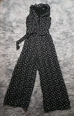 Mono Roz&Ali Forrado a Lunares Talla 10 Fluido Boho Pierna Ancha Usado en Excelente Condición Foto 1 de 4