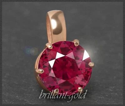 Rubin Anhänger mit 3,55ct, 585 Rotgold, 14 Karat Gold Damen Edelstein-Gleiter - Bild 1 von 4
