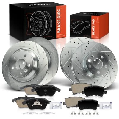 12 piezas de rotor de freno delantero y trasero perforado y pastilla de freno de cerámica para Land Rover 12-15 Foto 1 de 4