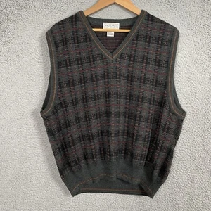 Murano Sweater Mens XL Gray Plaid Sleeveless Vest Wool Blend Grandpa Academia - Picture 1 of 8