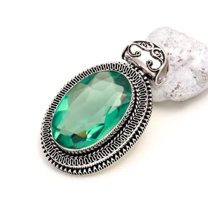 Green Tourmaline Gemstone Handmade 925 Sterling Silver Oval Cut Jewelry Pendant - Picture 1 of 4