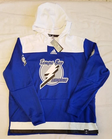 Brand New Adidas NHL Tampa Bay Lightning Reverse Retro Pullover Hoodie Blue Cover