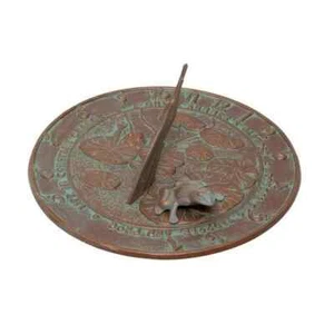 Reloj de sol Whitehall rana de aluminio | Verdigris de cobre | 12" de diámetro x 4,75"H ✅ - Imagen 1 de 1
